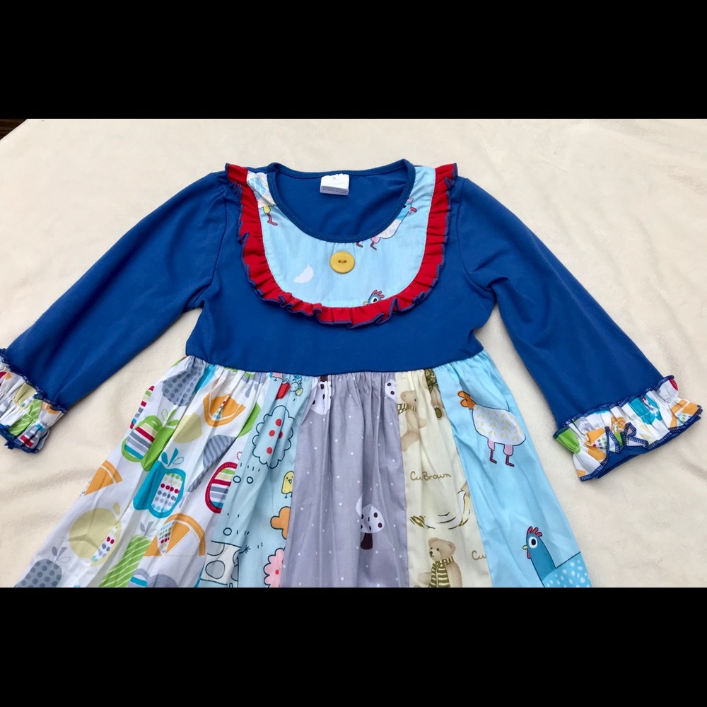 NWT Chicken Patchwork Blue Boutique Set - Picture 4 of 6